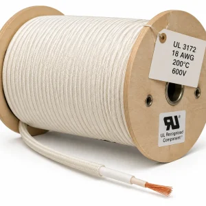 UL 3172 braided silicone rubber wire 200°C 600V glass aramid braid 18 AWG reel product photo