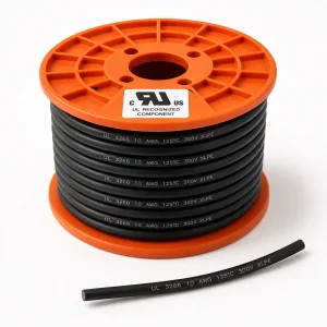 UL 3266 XLPE wire 125°C 300V 10 AWG black reel motor lead application product photo