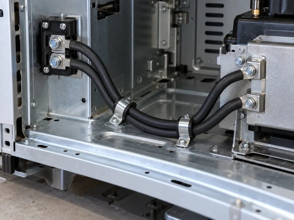UL 3321 3–2 AWG XLPE wire routed between internal terminals inside an appliance housing