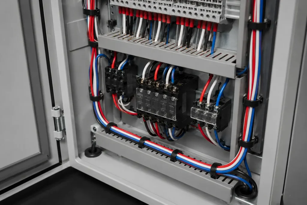 UL AWM Style 3666 XLPE wire routed inside protected enclosed equipment assembly for internal wiring not subjected to mechanical abuse, 105°C maximum 600 Vac