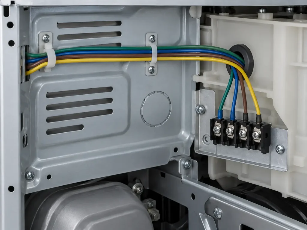 UL Style 1007 18 AWG wire routed inside an appliance to an internal terminal