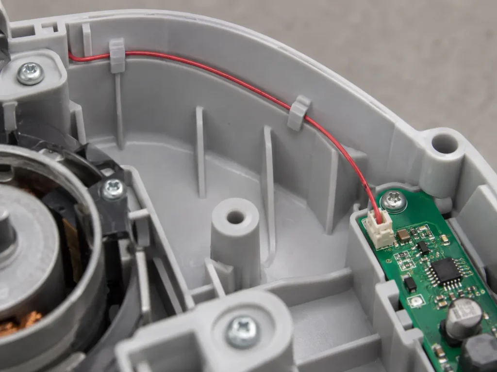 32 AWG Style 1007 stranded wire routed inside an appliance housing for internal wiring
