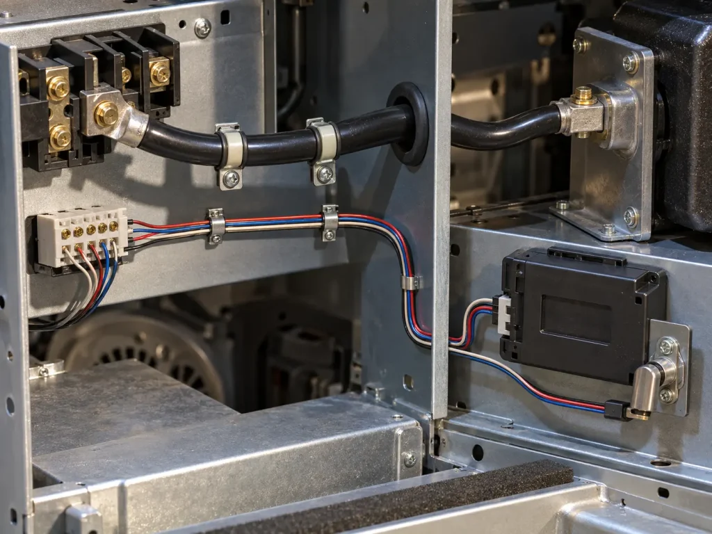 UL 1015 PVC leads of two different conductor sizes installed as internal wiring inside an appliance