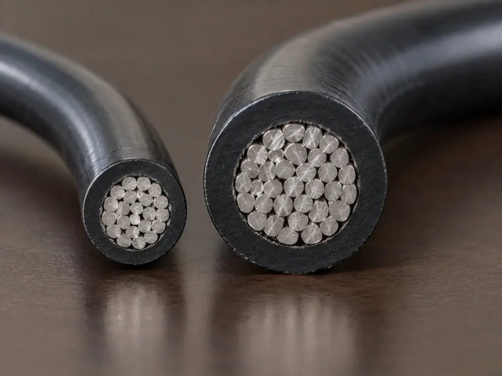 Macro of a Style 1015 cut end showing the extruded PVC wall around a stranded conductor