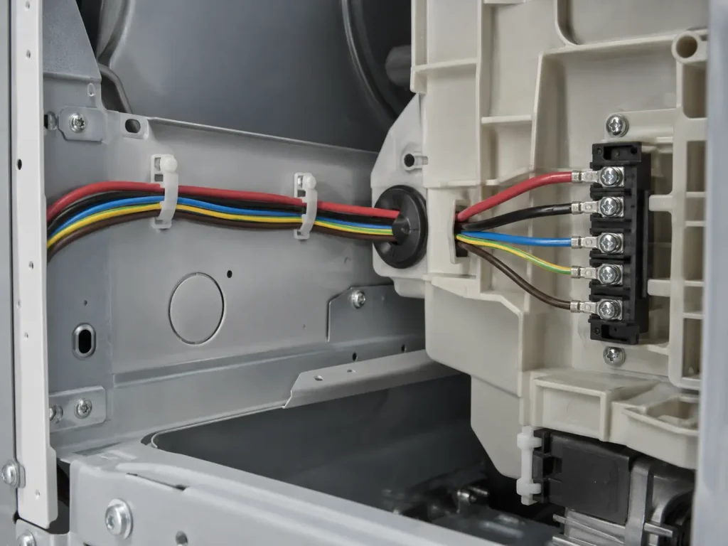 UL Style 1015 PVC wire in an internal appliance harness routed to a terminal block