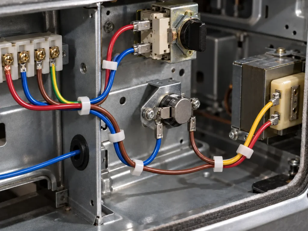 UL 1332 FEP leads installed as internal wiring inside an appliance assembly