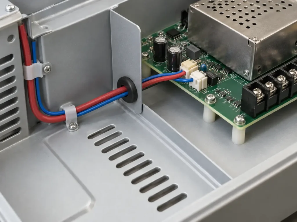 UL Style 1569 PVC wire in static protected routing inside an electronic equipment enclosure