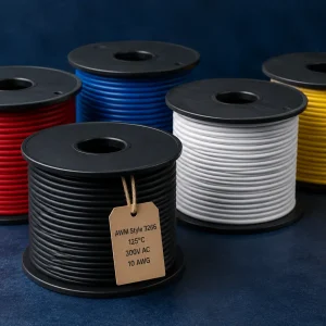 UL AWM Style 3266 XLPE wire, 10 AWG, 125°C, 300V AC, multiple insulation colour spools, Germany export, largest gauge in UL 3266 family