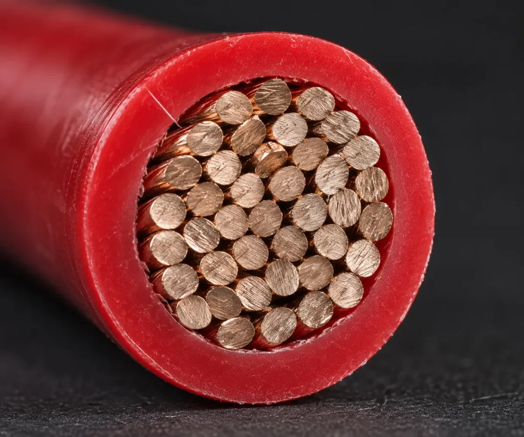 Macro cross-section of UL 3266 wire showing the extruded XLPE insulation wall over the conductor