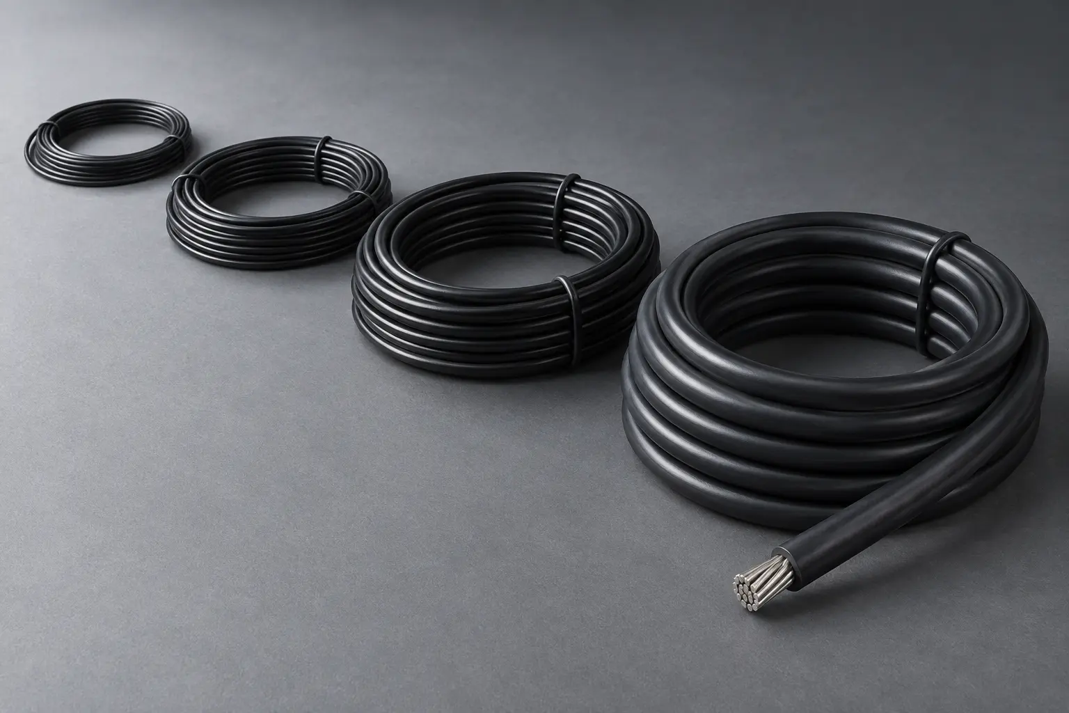 UL 3266 125°C XLPE wire coils across the 32 AWG to 10 AWG range