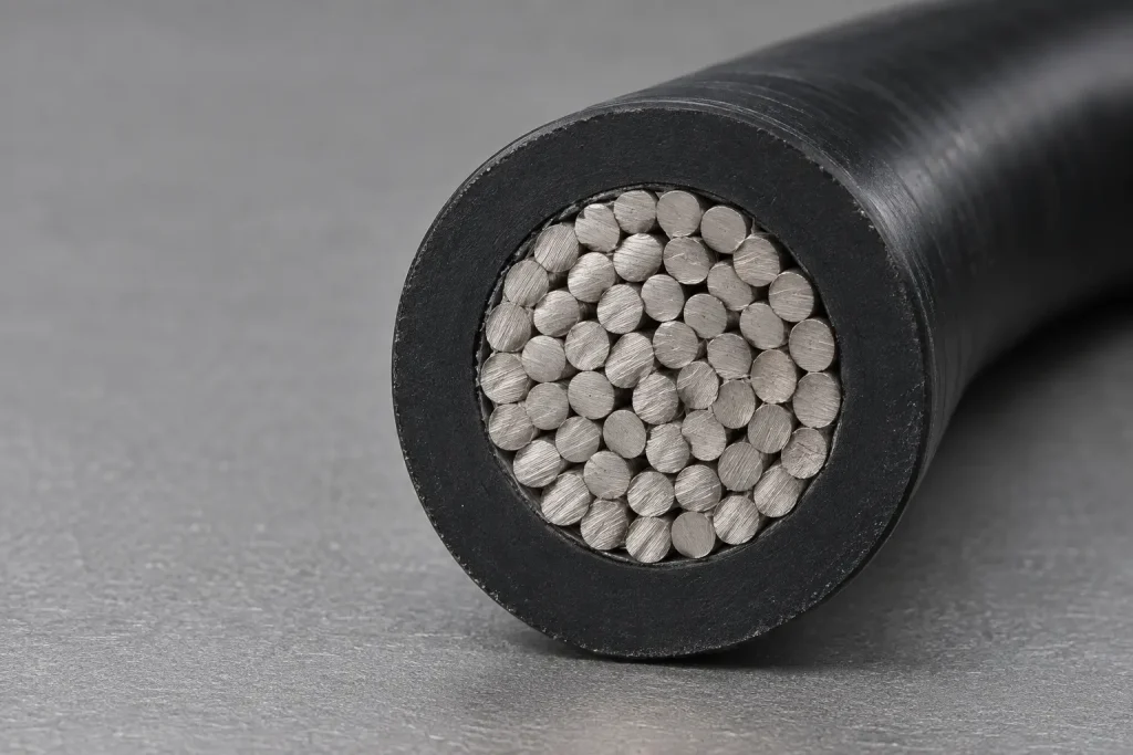 Macro of a Style 3271 cut end showing extruded XLPE insulation around a stranded conductor
