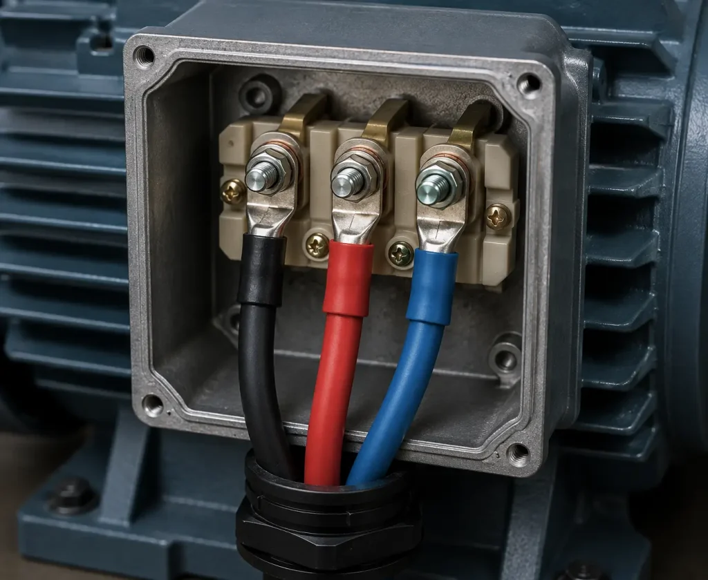 UL 3271 XLPE motor lead wire connection at LV induction motor terminal block, 125°C, 600V AC, Dubai UAE industrial application