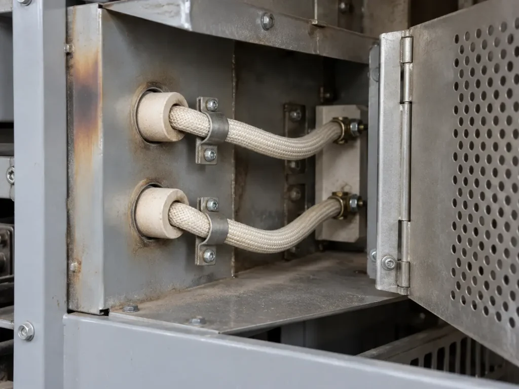 UL Style 5360 wire in protected static routing behind a guard plate inside heating equipment