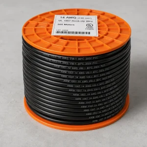 UL 1007 14 AWG 80C 300V black PVC hook-up wire reel Mexico export