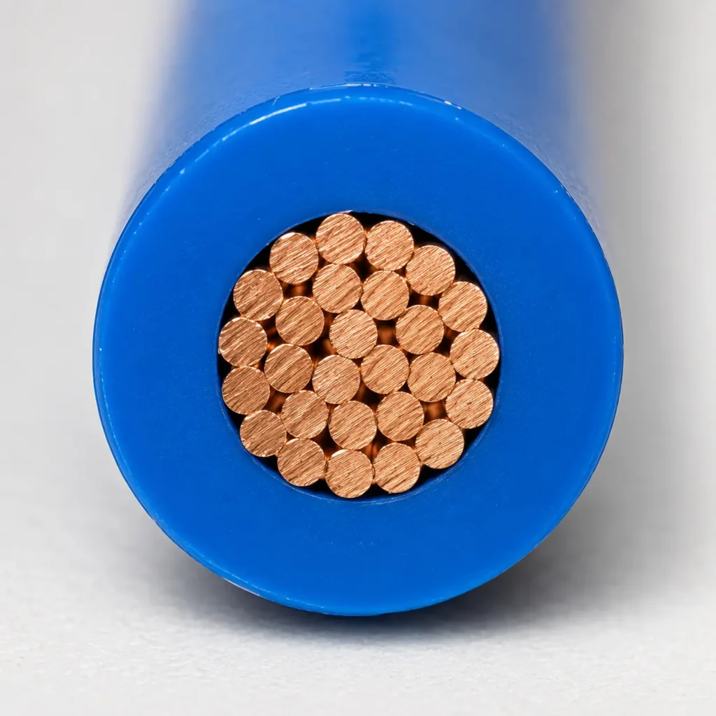 Macro cross-section UL 1015 600V blue PVC insulation stranded copper Poland