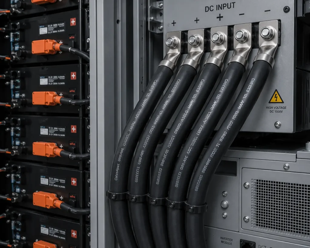 UL 10269 heavy gauge wires in industrial battery energy storage main connections