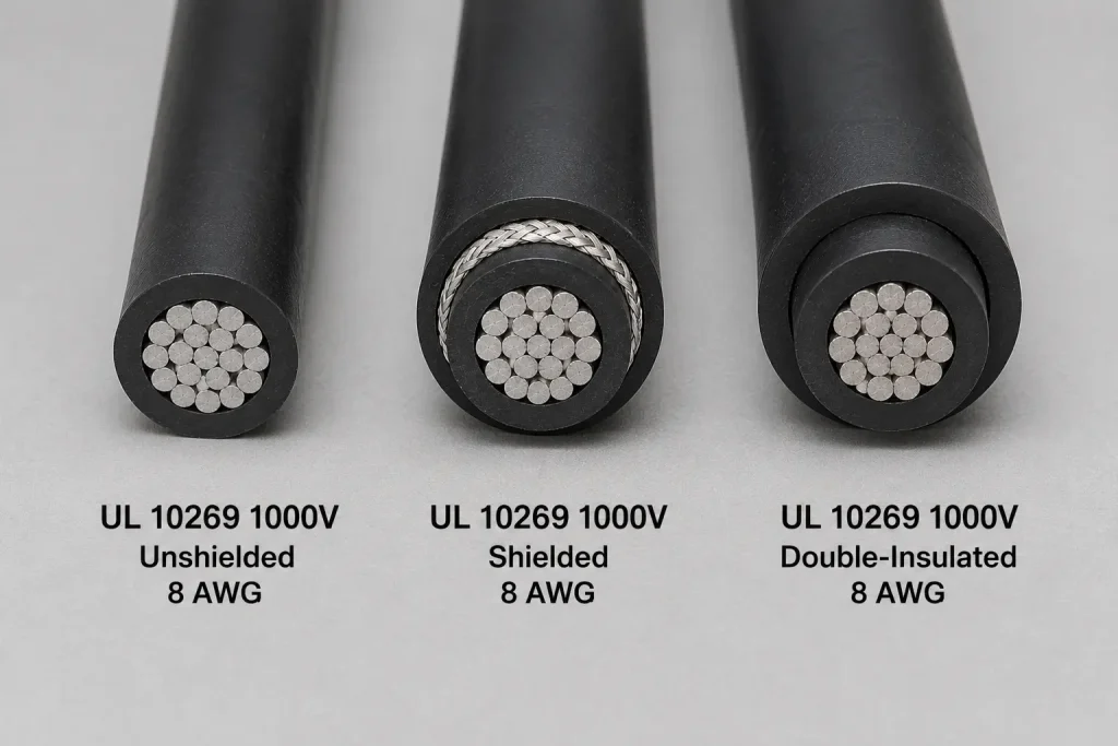 UL 10269 construction variants showing unshielded shielded and double-insulated configurations