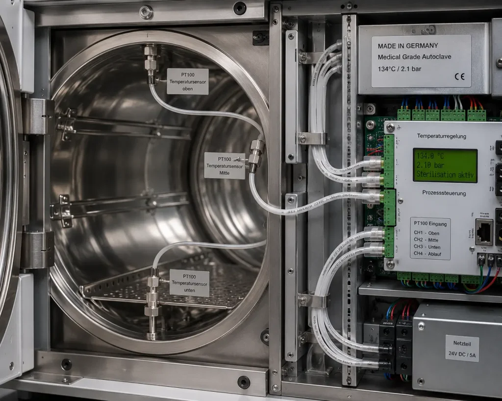 UL 10362 PFA wires connecting RTD sensors in German medical autoclave sterilizer equipment