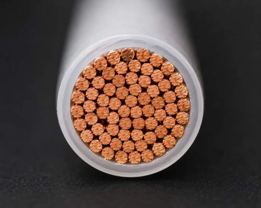 Macro cross-section UL 1332 FEP high temperature wire 13 mil fluoropolymer insulation