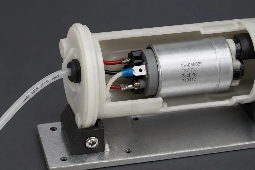 UL 1332 FEP wire in fuel pump assembly fuel system component routing