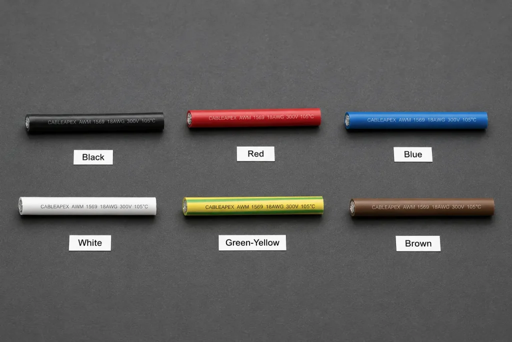 UL 1569 PVC wire six color variants black red blue white green-yellow brown for wholesale catalog
