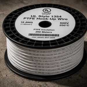 UL 1659 PTFE 250°C 600V white high temperature wire reel Mexico industrial supplier