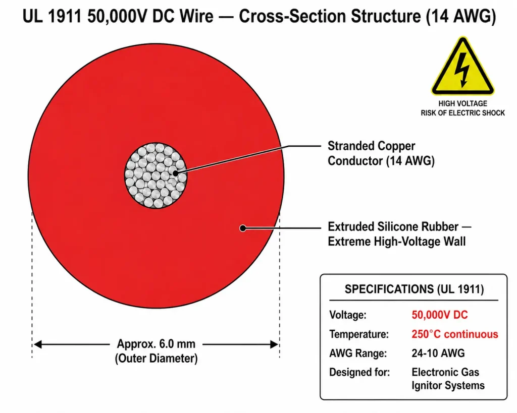 UL 1911 cross-section diagram showing extreme high-voltage insulation construction