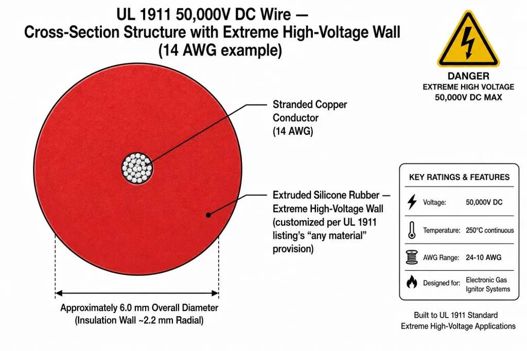 UL 1911 cross-section diagram showing extreme high-voltage insulation construction