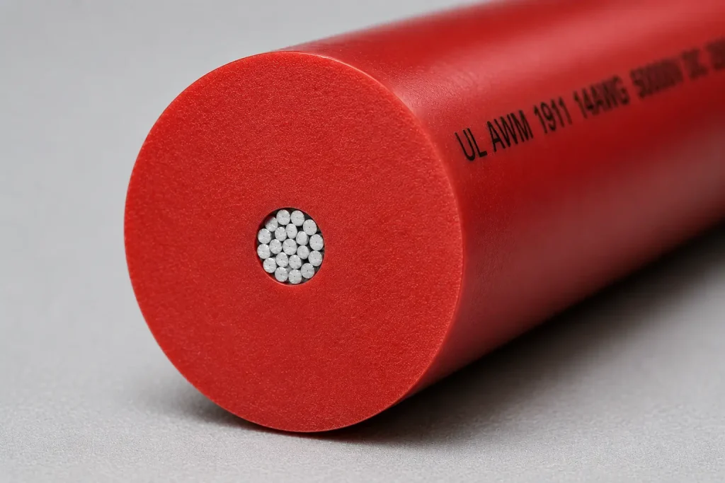 UL 1911 real macro cross-section showing dramatic insulation to conductor ratio