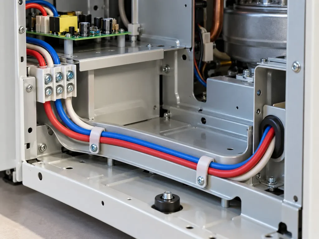 UL 3071 silicone wire routed as internal appliance wiring inside an enclosed equipment chassis