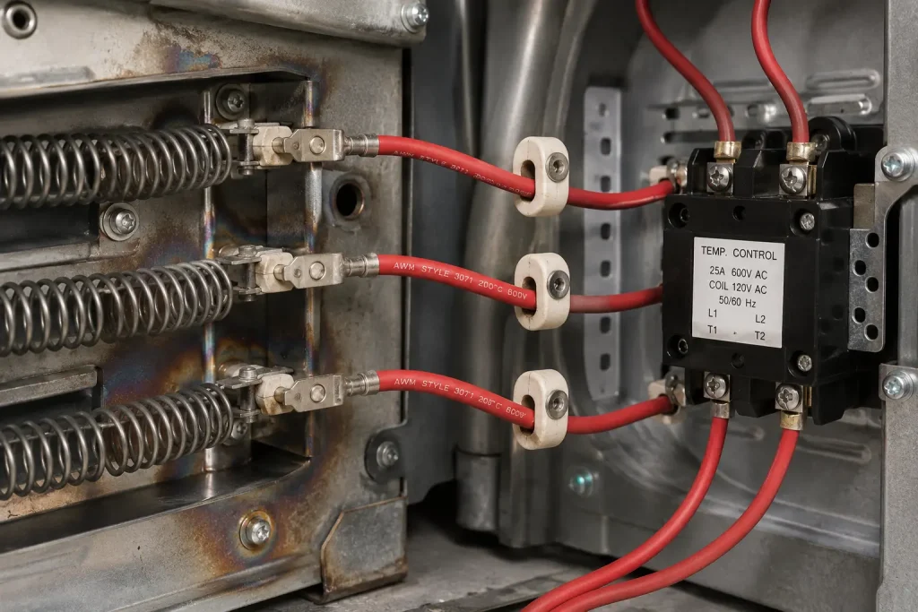 UL 3071 200°C 600V silicone rubber wire commercial dryer heating element internal wiring