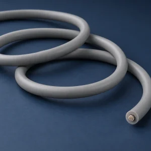UL 3071 200°C 600V silicone wire coiled in loose loops showing thick extruded SR insulation