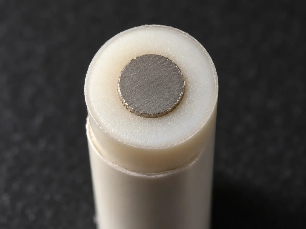 Macro cut section of UL 3071 wire showing the extruded SR insulation wall and outer covering layer