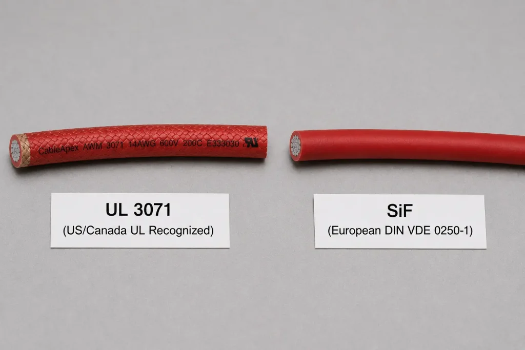 UL 3071 UL Recognized vs SiF European DIN VDE silicone wire side-by-side cross-standard comparison