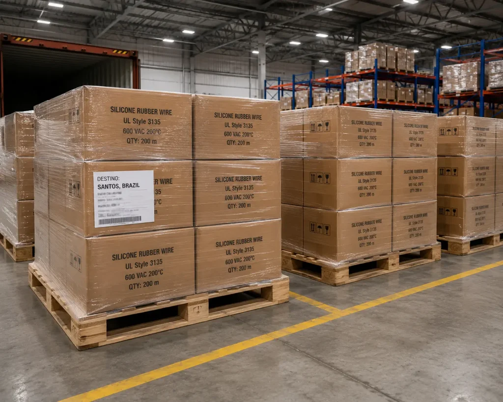 UL 3135 silicone wire export cartons CIF Santos Brazil heating equipment supply
