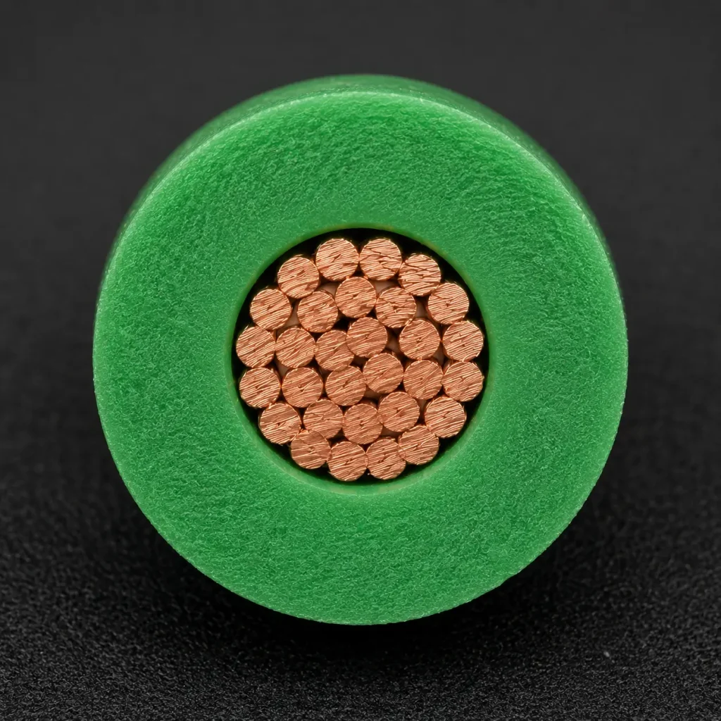 Macro cross-section UL 3135 green silicone rubber 30 mil matte texture copper Brazil