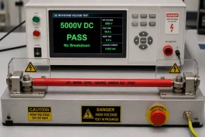 UL 3239 wire 5000V DC dielectric high-voltage Hipot test laboratory demonstration