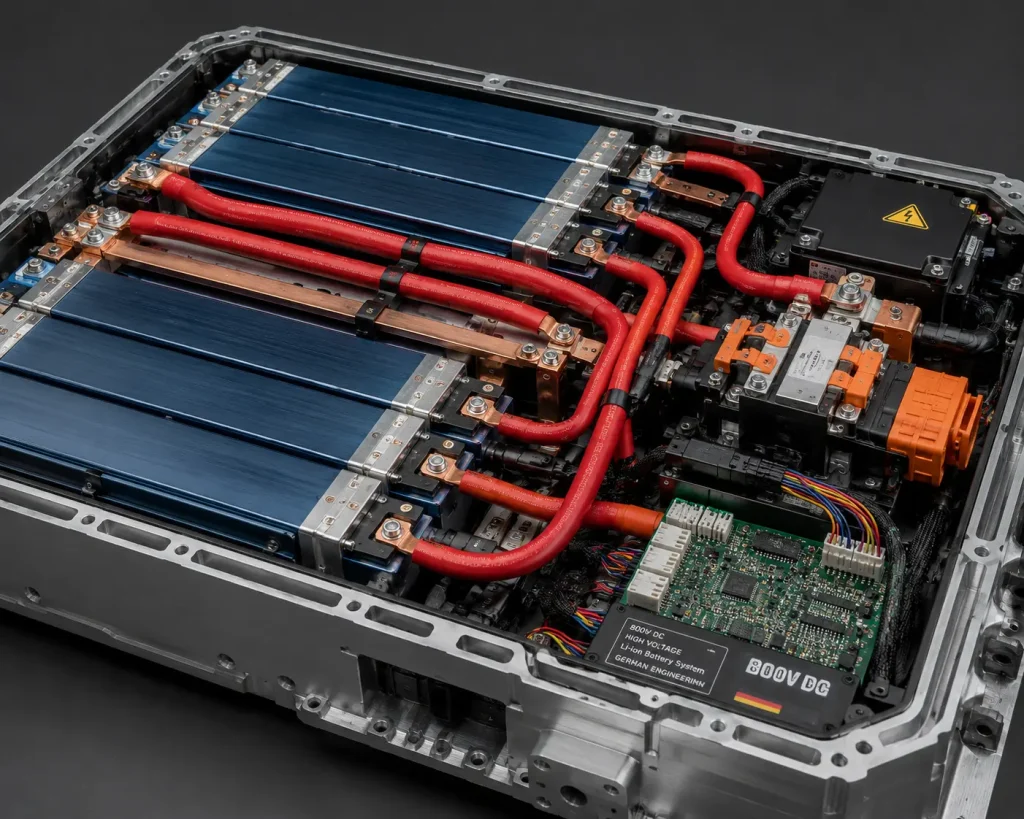UL 3239 high-voltage wires in German 800V EV battery pack DC bus interconnect between modules