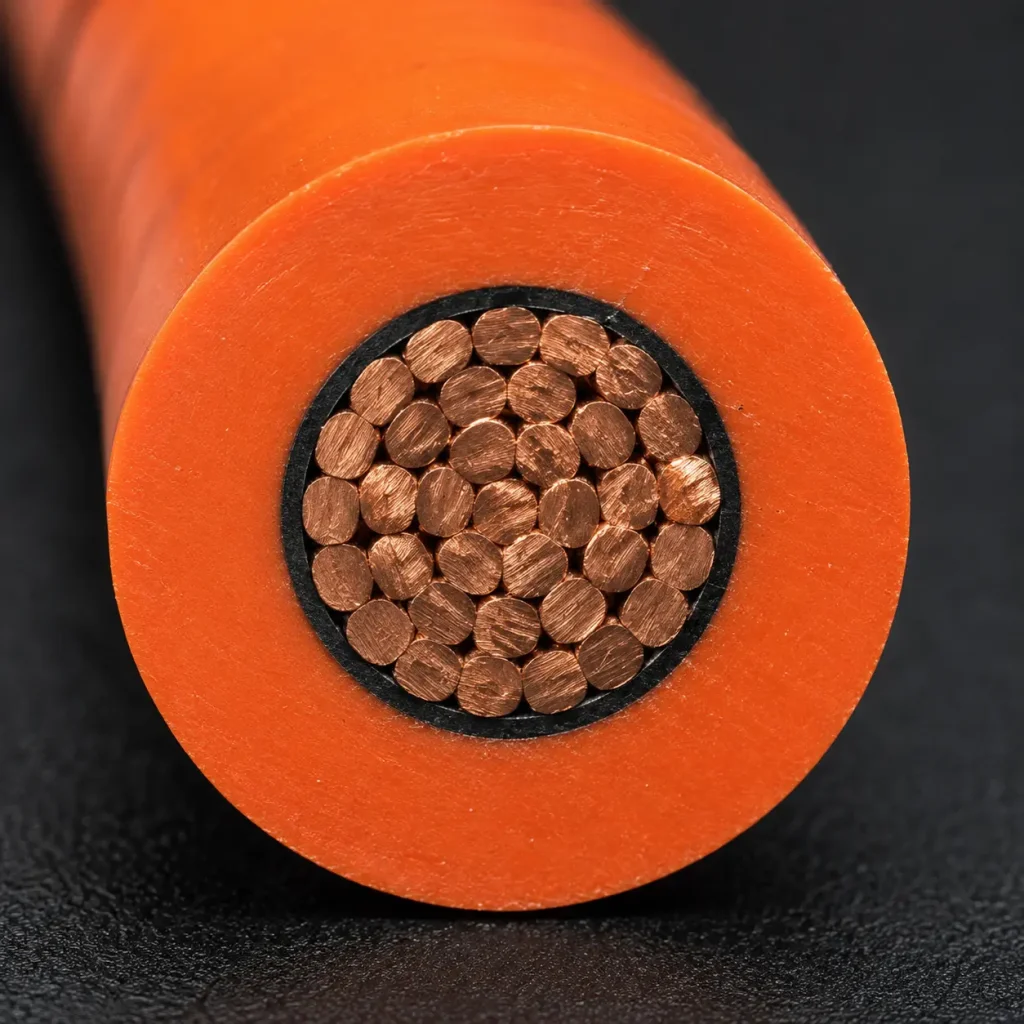 Macro cross-section UL 3271 orange XLPE 30 mil motor lead semi-conductive Brazil