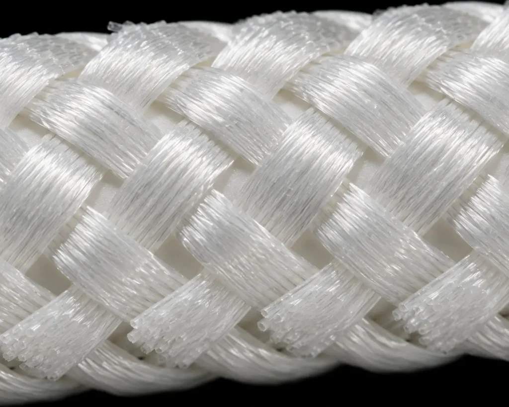 UL 3304 fiberglass braid covering surface weave pattern macro detail ignition wire