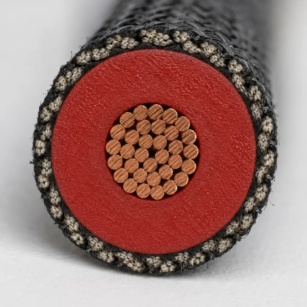 Macro cross-section UL 3304 silicone rubber 40mil fiberglass braid ignition wire