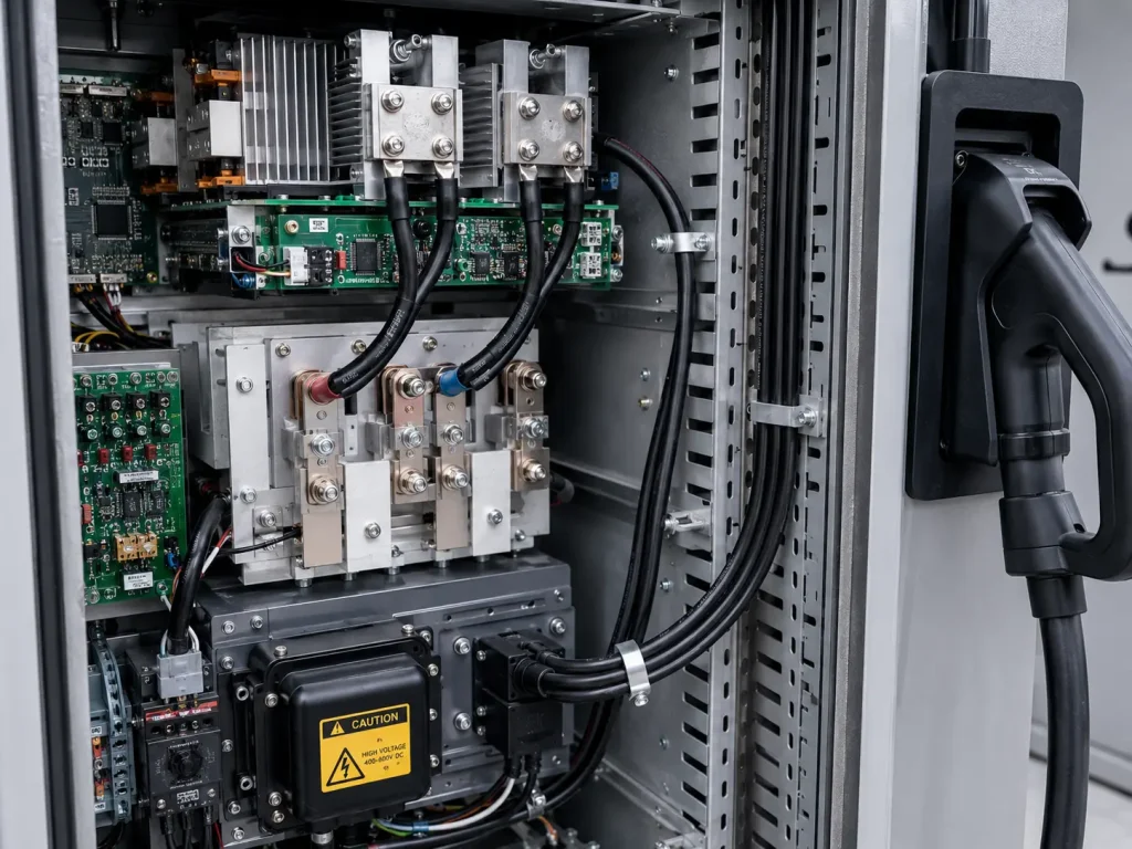 UL 3321 XLPE wire in EV fast charging station cabinet DC bus power routing
