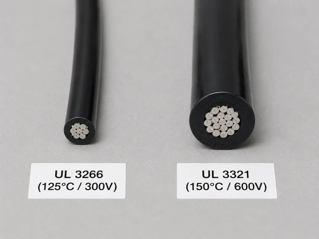 UL 3321 vs UL 3266 XLPE wire insulation thickness comparison showing 45 mils vs 15 mils wall