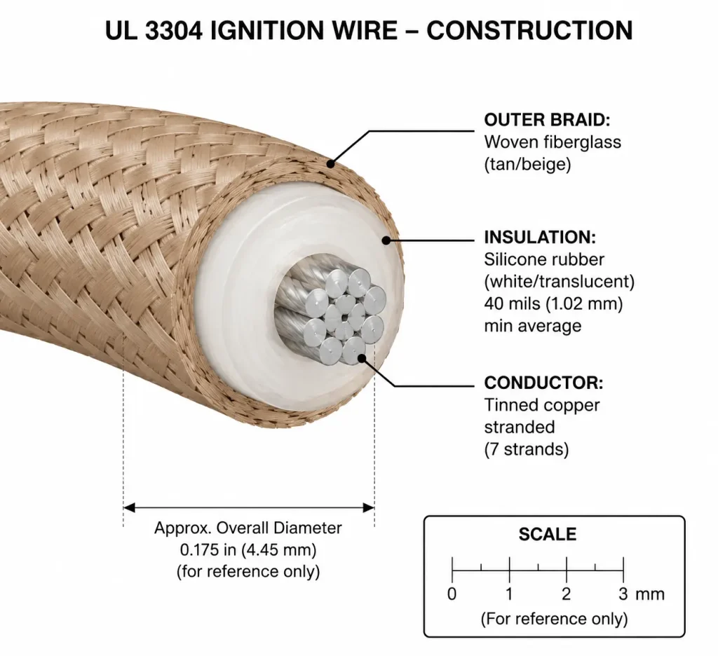 UL 3573 wire UK supplier showing three-layer construction on factory workbench