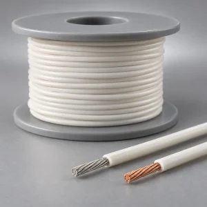 UL 3666 32–10 AWG XLPE wire on a spool with stripped tinned and bare copper ends