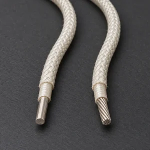 UL 5107 8 AWG mica wire lengths side by side showing solid and stranded conductor ends
