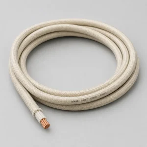 UL 5107 mica wire coiled product photo with braided outer covering for high-temperature 600V applications