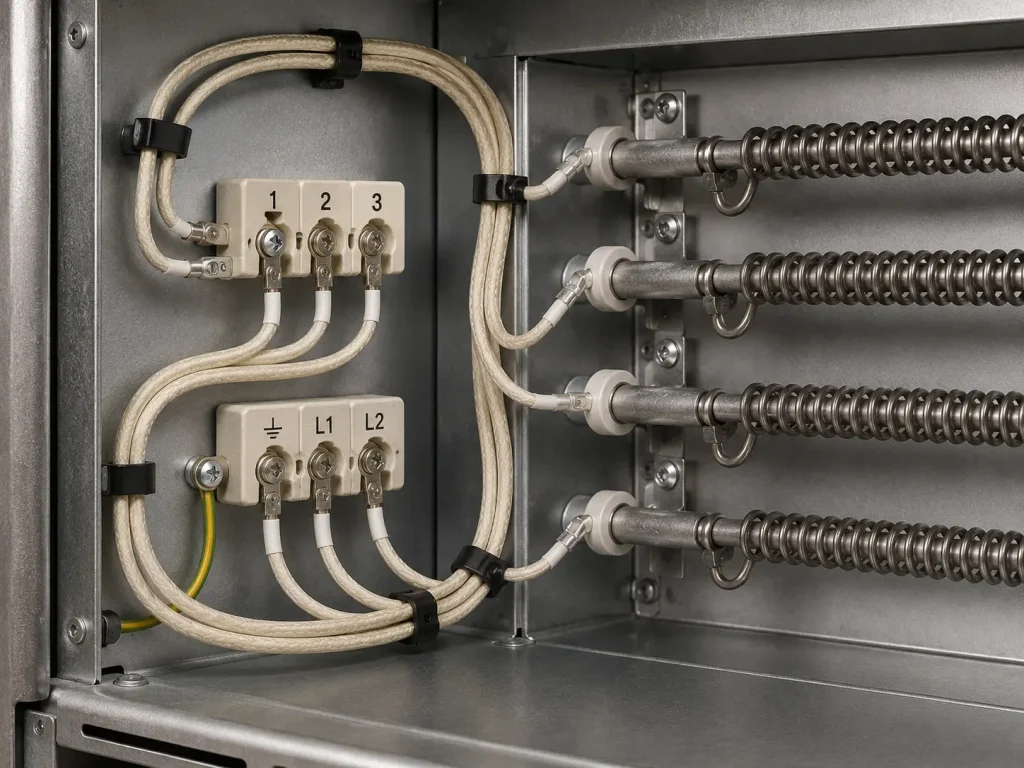 UL 5107 mica wire used for internal wiring of high-temperature equipment with heating elements and terminal connections