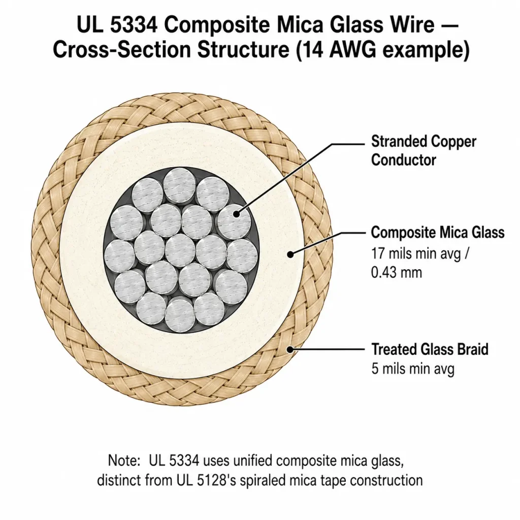 UL 5334 composite mica glass cross-section showing unified mineral insulation