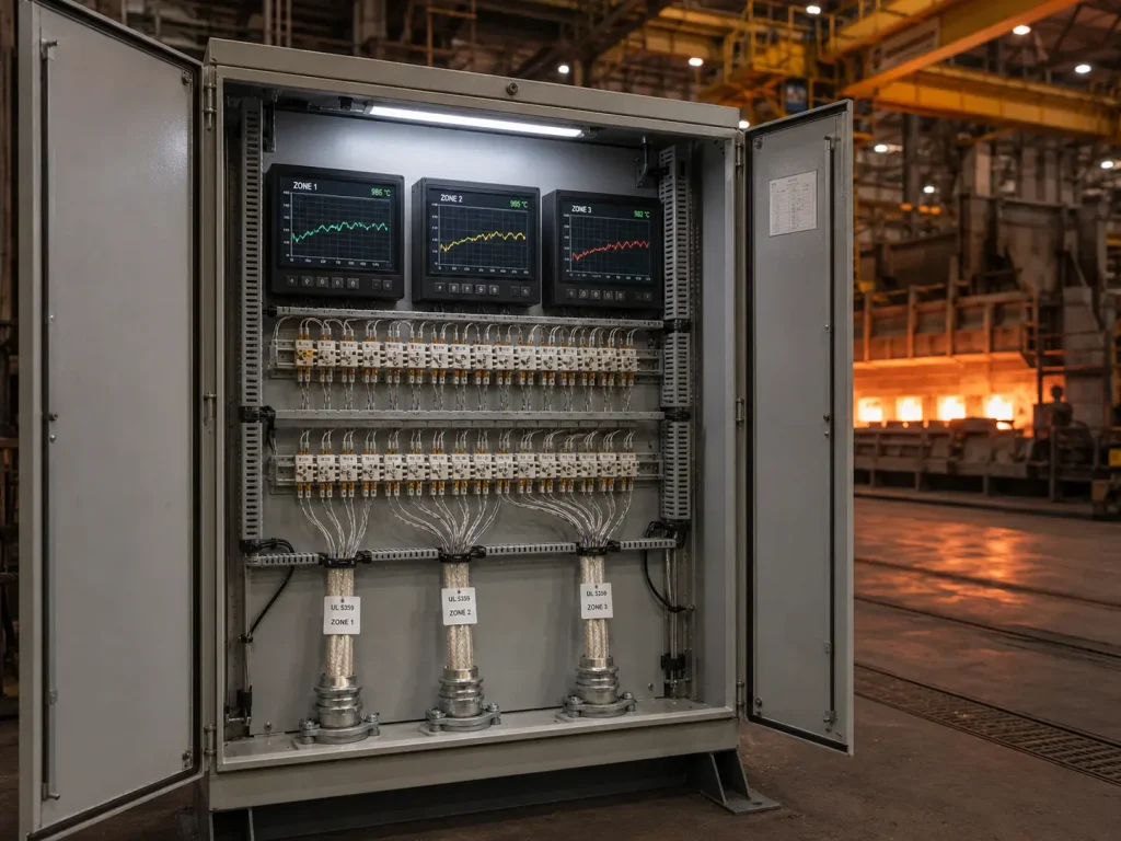 UL 5359 mica wire used in steel mill multi-zone temperature monitoring cabinet 450°C high-temperature application